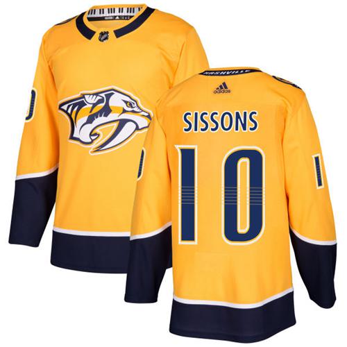 Adidas Men Nashville Predators #10 Colton Sissons Yellow Home Authentic Stitched NHL Jersey